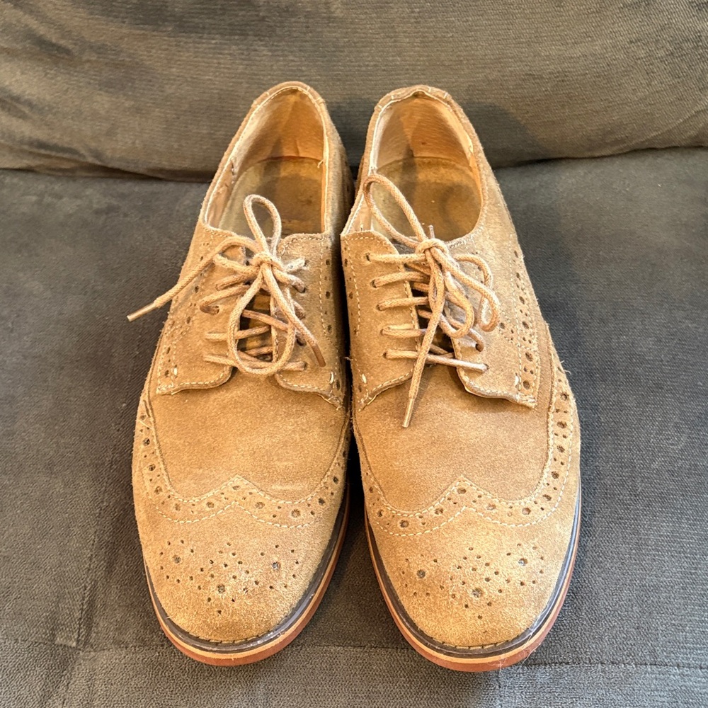 Classic Tan Suede Derby Shoes
